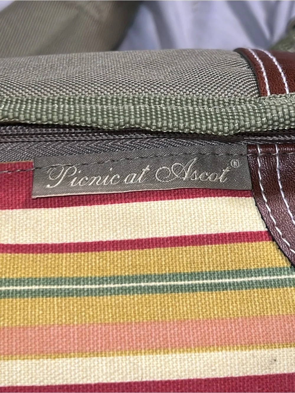PIcnic‎ At Ascot Olive and Multi-Stripe Insulated Wine Cheese Hiking Backpack